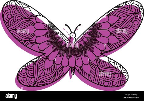 Hand Drawn For Adult Coloring Pages With Butterfly Zentangle Stock