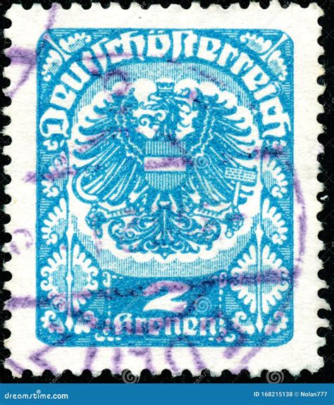 Vintage Stamp Printed In Austria Shows Coat Of Arms Editorial