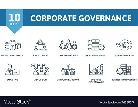 Corporate Governance Icon Set Monochrome Simple Vector Image