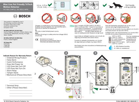 Bosch Security Systems BLG2 TriTech Motion Detectors User Manual ...