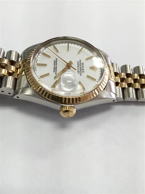 Rolex Datejust K Yg Fluted Bezel K Ss Jubilee Band White