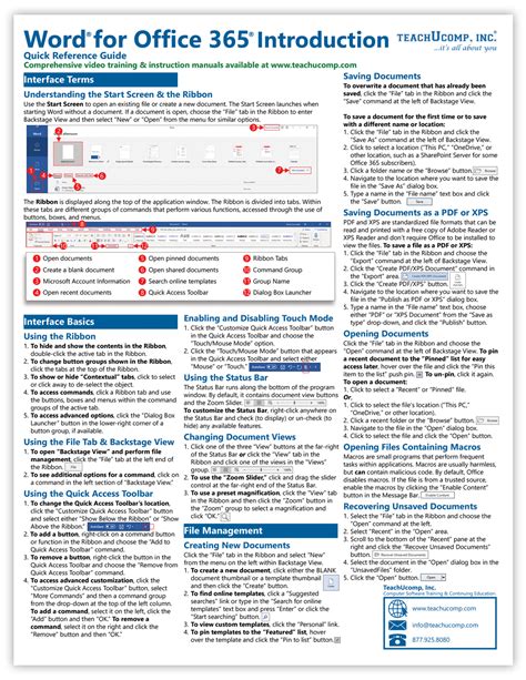 Microsoft Word Cheat Sheet Now Available At Teachucomp Inc