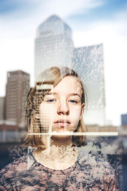 Premium Ai Image Multiple Exposure Portrait Of A Teenage Girl Against