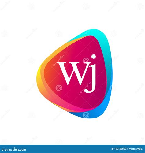 Letter WJ Logo In Triangle Shape And Colorful Background Letter