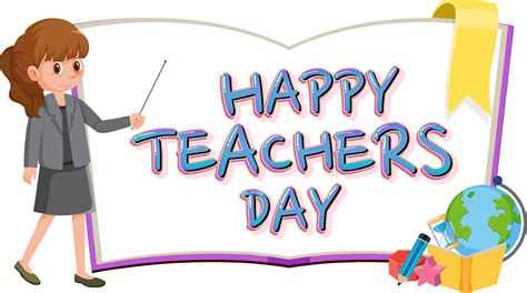 Happy Teacher's Day banner with a teacher 7474326 Vector Art at Vecteezy