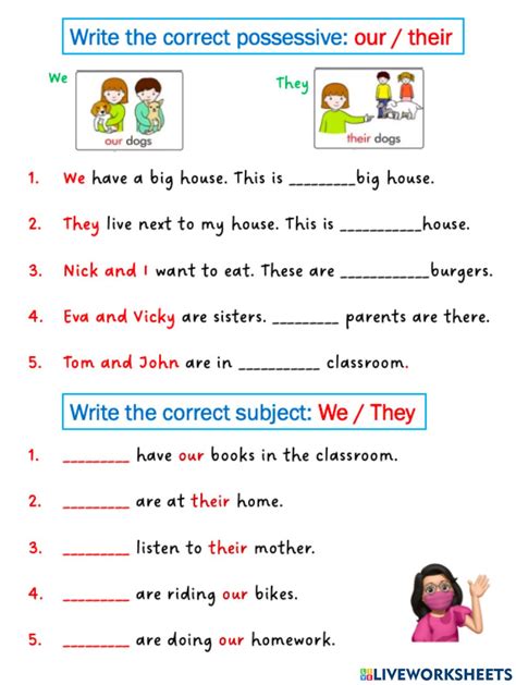 Possessives Our Their Worksheet Worksheets For Grade Possessive