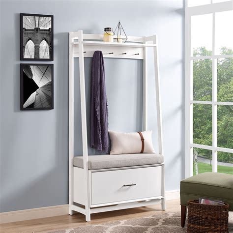 Contemporary Landon Hall Tree With Storage Bench White