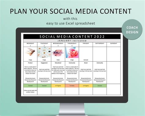 Social Media Content Calendar Planner Template 2022 Monthly Social Media Marketing Excel