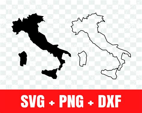 Italy Map Svg Italy Silhouette Svg Italy Outline Svg Etsy