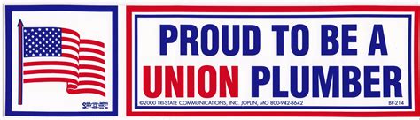 Proud To Be A Union Plumber Bumper Sticker Bp 214 Pl Hard Hat Gear