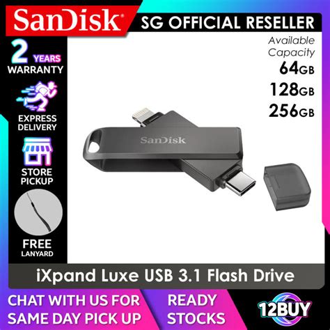 Sandisk Ixpand Luxe Type C Thumb Drive Flash Drive Read Speed 100mbs