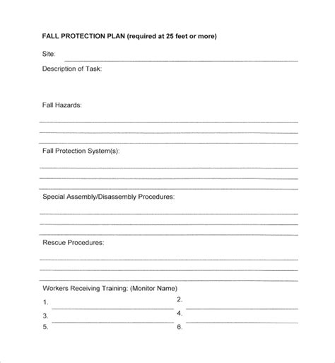 FREE 9 Sample Fall Protection Plan Templates In PDF MS Word