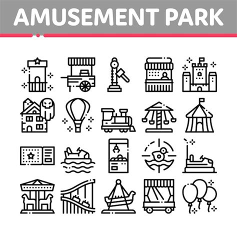 Premium Vector Amusement Park And Attraction Icons Set Vector