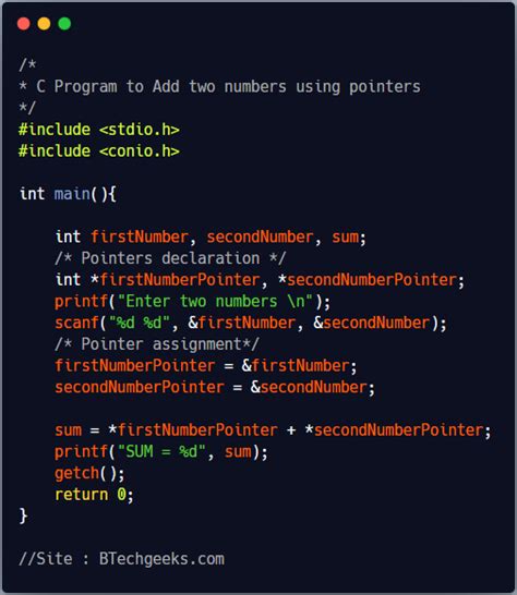 Write A Program In C To Add Two Numbers Using Pointers A Variable In C