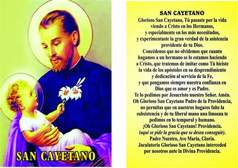 ORACIONES Y PETICIONES MILAGROSAS Oración Milagrosa A San Cayetano