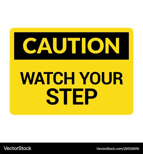 Watch Your Step Caution Sign Fall Slip Safety Vector Image