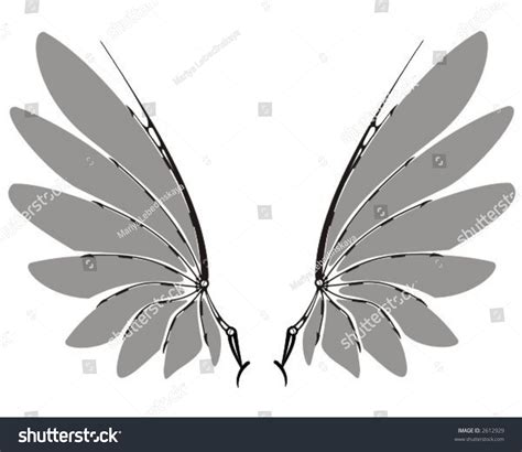 Gray Mechanical Wings Stock Vector Illustration 2612929 : Shutterstock