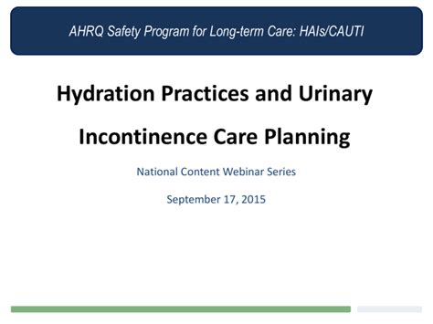 Ahrq Safety Program For Long Term Care Hais Cauti Project