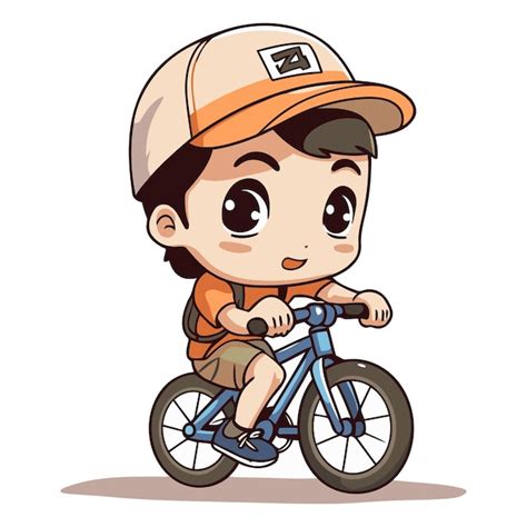 Premium Vector Cute Boy Riding A Bicycle On White Background