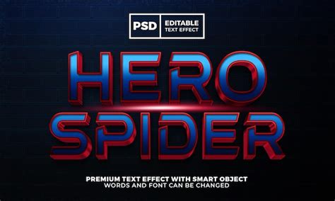 Premium Psd Hero Spider Superhero 3d Editable Text Effect Style