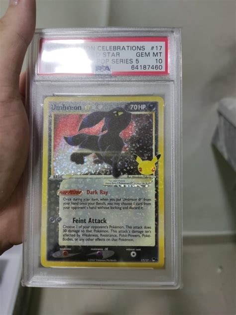 Th Anniversary Umbreon Gold Star Holo Bleed Psa Hobbies Toys