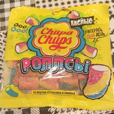 Жевательный мармелад Кислые роллсы Chupa Chups Чупа Чупс - калорийность ...