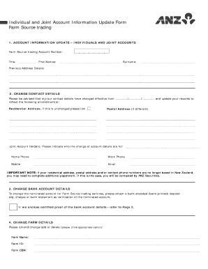 Fillable Online Individual And Joint Account Information Update Form