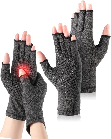 Satinior 2 Pairs Compression Rheumatoid Gloves Fingerless Pain Relief