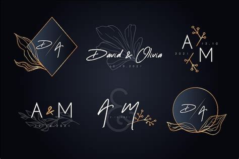 Colección de logotipos de monogramas de boda Vector Gratis