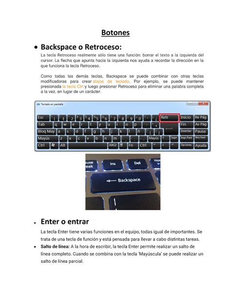 Botones Práctica Botones Backspace o Retroceso La tecla