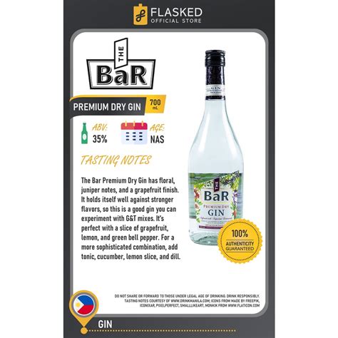 The Bar Premium Dry Gin 700ml Shopee Philippines