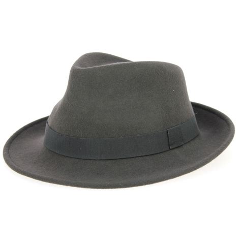 Chapeau Fedora Feutre Laine Gris Souris Traclet Reference