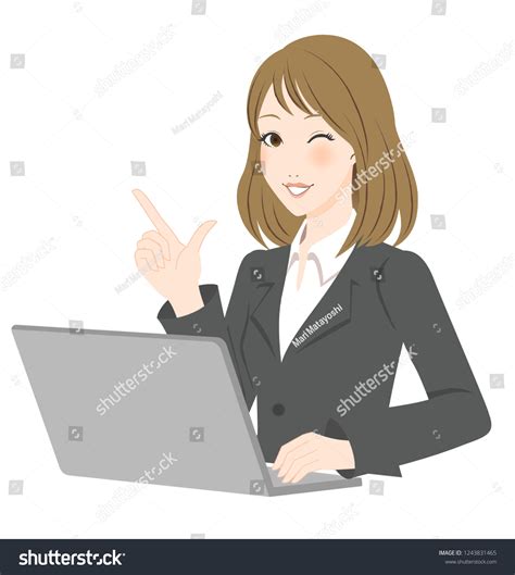 Woman Who Operates Personal Computer Stock Illustration 1243831465