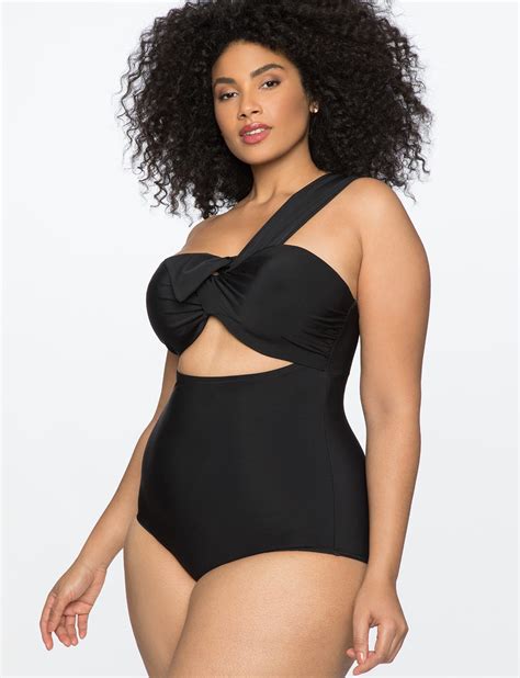 Eloquii Plus Size One Shoulder Swimsuit