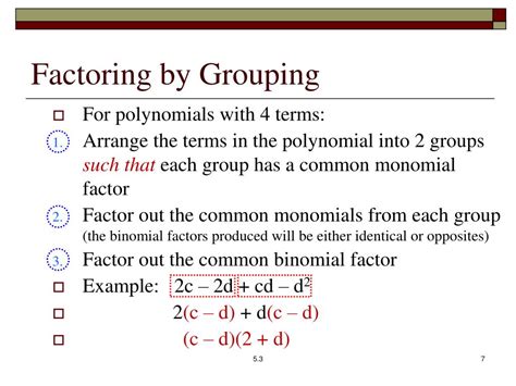 Ppt Sect 53 Common Factors And Factoring By Grouping Powerpoint