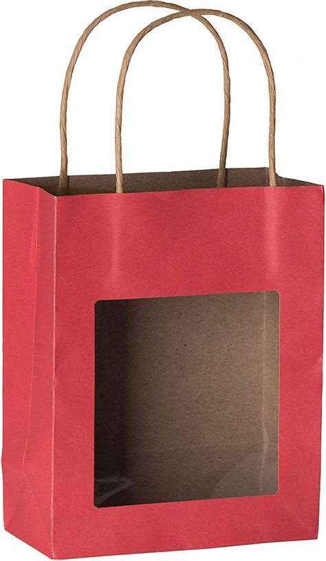 Hammont Red Kraft Paper Bag With Window Pack Food Storing