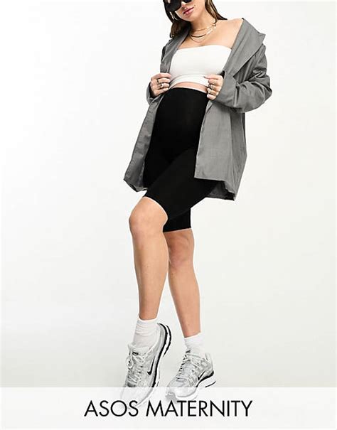 Asos Design Maternity Over The Bump Basic Legging Shorts In Black Asos