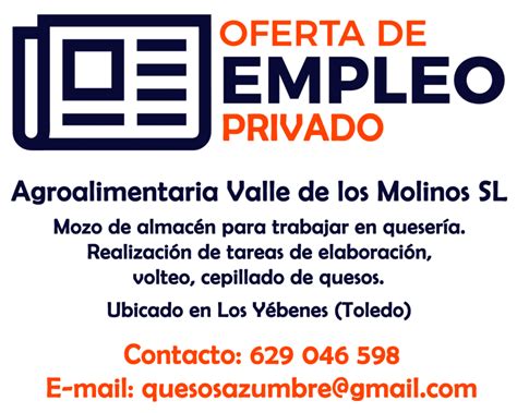 Oferta de empleo privado Mozo de almacén para trabajar en quesería