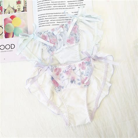 Embroidered Flowers Cotton Underwear Japanese Summer Thin Lace Girl