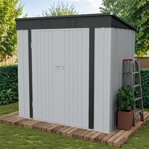 Gunji Lockable Door Ft Wx Ft D Outdoor Metal Lean To Storage Shed