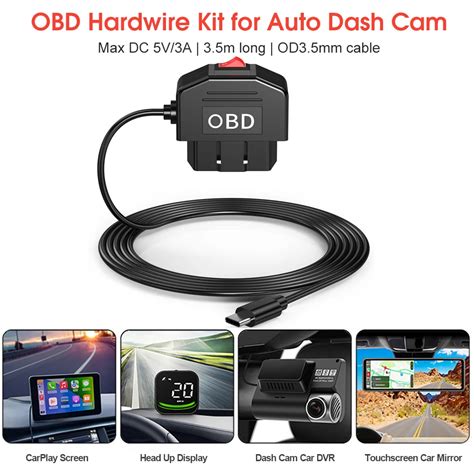 Kit De Cable Duro Para C Mara De Salpicadero Cable Adaptador Obd A Usb