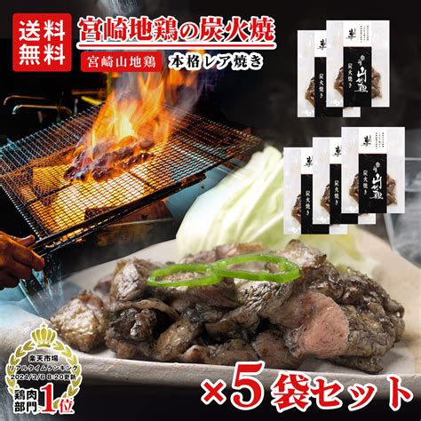 【楽天市場】【送料無料】宮崎山地鶏 炭火焼き レア焼き【100g×5袋】【冷凍便】地鶏 炭火焼 真空パック 鶏 冷凍 宮崎県産地鶏 国産