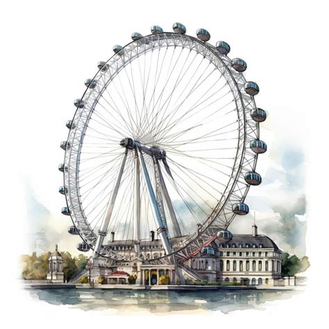 Premium AI Image | A watercolor painting of a ferris wheel by the ...