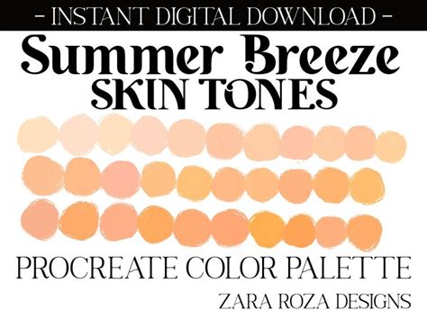 Skin Tones Nude Makeup Procreate Color Palette Bundle Pack Set Draw Character Face