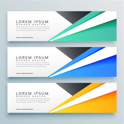 Geometric Horizontal Web Business Banners Set Download Free Vector