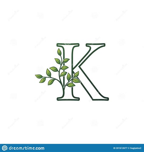 Monogram K Letter Logo Concept Green Nature Green Leaf Vector Design