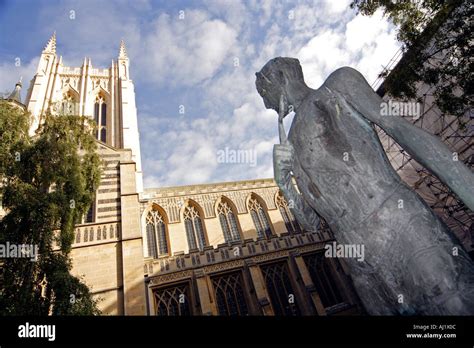 Statue Of St Edmund In The Grounds Of St Edmundsbury Cathedral By