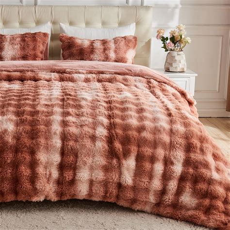 Lotus Karen Fluffy Comforter Cover Set Rabbit Fluff Faux Fur Duvet Cover Queen Size