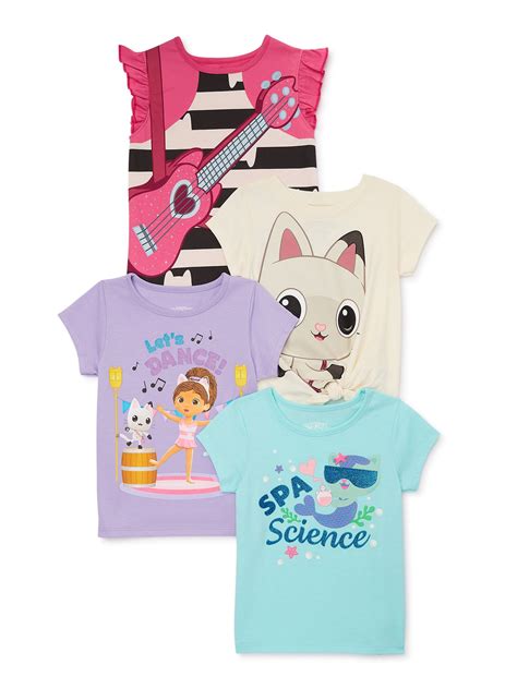 Gabby's Dollhouse Toddler Girl Graphic Print Fashion T-Shirts, 4-Pack ...