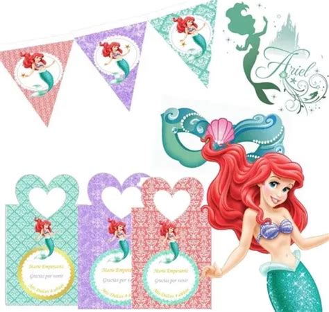 Kit Imprimible La Sirenita Princesa Ariel Vintage Editable En Venta En